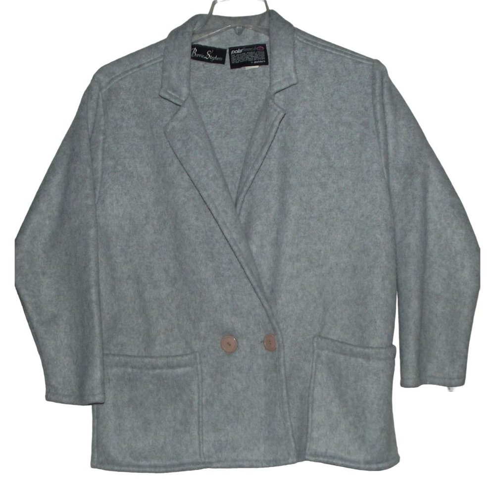 Barrie Stephens PolarFleece Jacket Small Malden cardigan sweater Button Gray vtg